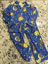 Nick &amp; Nora sz 4t Sock monkey blue star mooon pajamas set pjs long sleeve pants - £18.77 GBP
