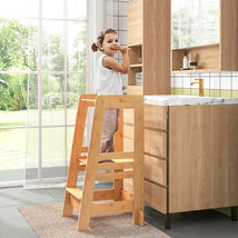 Kids Standing Tower Kids Kitchen Step Stool with Safety Rails Nature - £80.21 GBP