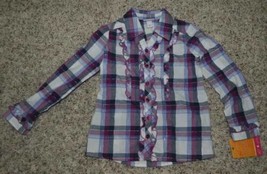 Girls Blouse Sonoma Purple Plaid Button Up Long Sleeve Shirt-size 4 - £9.49 GBP