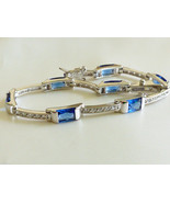 Modern style Sterling Silver 925 Sapphire color CZ Stone tennis bracelet... - £204.96 GBP