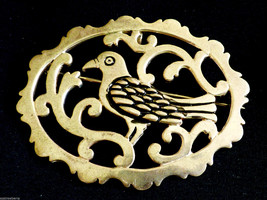 Handcrafted Filigree Sterling Silver 925 Paridise Bird Pin Brooch or Pendant - $88.11