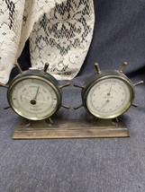 Vintage Metal Airguide Ship Wheel Weather Station Thermometer Humidity Barometer - £11.61 GBP