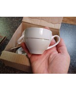 Linens-n-Things Fine Porcelain Coffee Mug Cups Lot 4 White Gold Rim In Box - $27.14 CAD