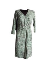 Roz &amp; Ali Faux Wrap Sheath Dress Green White Polka Dot Stretch Womens Si... - £17.91 GBP