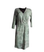 Roz &amp; Ali Faux Wrap Sheath Dress Green White Polka Dot Stretch Womens Si... - £17.95 GBP