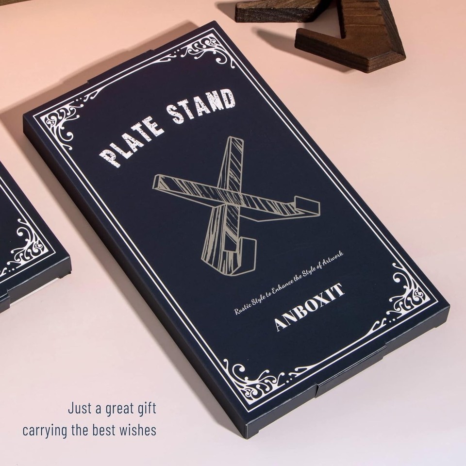 3-Pack 6.5-Inch Vintage Wooden Plate Holder Display Stand for Elegant Showcasing Item image 9