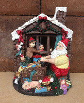 Hand Painted Santa&#39;s Workshop Scene Polyresin Figurine - Christmas Decor - £5.59 GBP