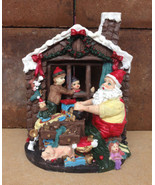 Hand Painted Santa&#39;s Workshop Scene Polyresin Figurine - Christmas Decor - £5.50 GBP