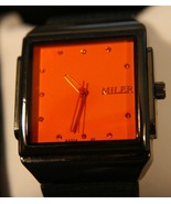 Oversize new men&#39;s Miler charcoal gray, orange dial square quartz wristw... - £35.14 GBP
