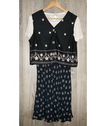 Vintage Embroidered Melrose Dress Vest 6  Hourglass 80s High Waist Black... - €21,71 EUR