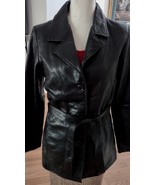 Vintage Laguna Women&#39;s Leather Jacket Belt Black Medium - $650.41 MXN