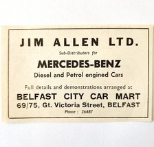 1954 Jim Allen Ltd Mercedes Benz Advertisement Import Automobilia Belfas... - $27.35 CAD