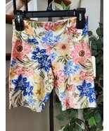 Billabong Ur A Dream Cream Pink Blue Floral Cotton High Waist Bike Short... - €30,08 EUR