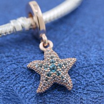 2020 Summer Release Rose™ Sparkling Starfish Dangle Charm With CZ Pendant Charm - £13.42 GBP