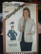 Simplicity 5926 Misses Jiffy Unlined Jacket Pattern - Size 16 &amp; 18 Bust ... - £6.41 GBP