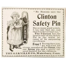 Clinton Safety Pin 1897 Advertisement Victorian Oakville Company ADBN1A10 - $367.32 MXN