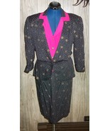 Vintage 80s Positive Influence Peplum Skirt Suit 11 12 Black Pink Metall... - €30,40 EUR