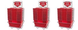 Shopping Basket Set of 12 Durable Red Plastic with Sign and Stand (3-(Pack) - £251.87 GBP