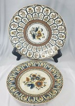 Vintage Oriental Accent Floral Decorative Plate Charger Set of 2 Flowers D-9 - £16.55 GBP