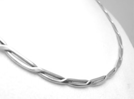 Sterling Silver Wire Collar Oxidized Weave Necklace 15" - $52.00