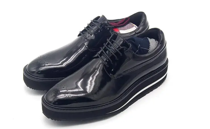 New genuine leather fashion loafer shoes for men derby platform shoes la... - $342.21