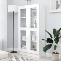 Modern High Gloss White Vitrine Cabinet Cupboard Tall Display Storage Glass Door - £162.34 GBP