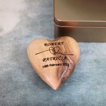 Large 3.1&quot; Personalized 3D Wooden Love Heart Table Decorations, Olive Wood heart - £27.93 GBP