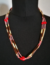 Vintage Acrylic Bead Necklace Jewelry For Women Ethnic Boho Tribal Used Preowned - £8.22 GBP