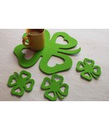 Shamrock Placemats &amp; Coasters Felt Table Mats Set of 4 Laser Cut Handmade - $14.50 CAD
