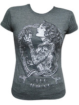 Black Market Art Eve T-shirt Snakes Womens Charcoal Gray Tattoo Tee S-M-... - $25.95