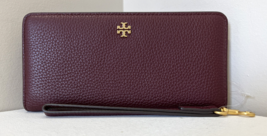 New Tory Burch Blake Color-block Slim Wristlet Envelope Wallet Claret Pi... - $113.91