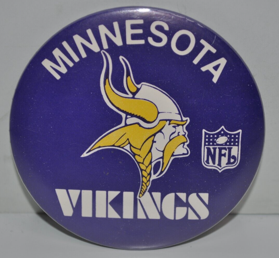 Vintage 70s Minnesota Vikings - MN - 3-1/2" Pinback Pin Button - $14.84