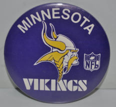 Vintage 70s Minnesota Vikings - MN - 3-1/2&quot; Pinback Pin Button - £11.81 GBP