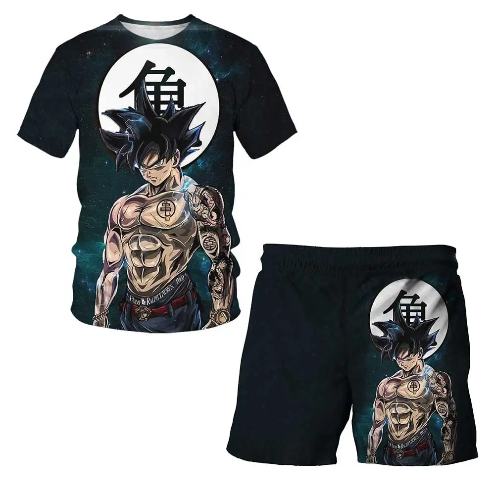 Dragon Ball T-shirts Boys Super Saiyan Goku T-shirt Shorts 2 Pcs Sets Kids Boys - £10.72 GBP+