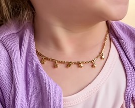 Cute Gold Plated Girl Necklace Charm Pendant Star Brass Chain - Unique Gift - $62.15