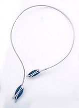 Women Open Necklace Elegant Rhodium Plated Casual Everyday Epoxy Leaf Leaves - £96.22 GBP