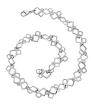 Statement Women Necklace Geometric White Rhodium Plated JenniferLove Uni... - $112.58