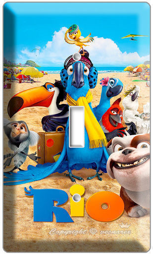 RIO 2 BLU PARROT SINGLE LIGHT SWITCH WALL PLATE COVER CHILDREN ROOM DECORATION - £7.11 GBP
