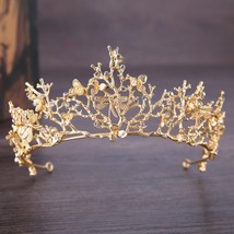 Vintage Wedding Crown Butterfly Rhinestone Crystal Crown Bridal Wedding Hair Acc - $14.00