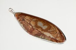 Bello Marrone Agate Pendente Argento Sterling 49.3 Gr 110 MM Alto - €311,74 EUR