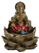 Hindu Goddess Of Fortune Lakshmi Meditating On Padma Lotus Flower Mini F... - £13.58 GBP