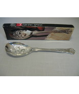 Serving Spoon Silver Plate 8 3/4&quot; long Fruit &amp; Leaf Design Shell Design ... - £11.96 GBP