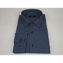 Men's Shirt By CASILA Turkey Cotton Blend Long Sleeves 502050-03 Navy Checker image 3