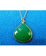 Green Chalcedony Teardrop Pendant Necklace, LaSoula Terra Collection, 24... - £15.37 GBP