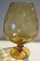 Vintage Empoli Amber Diamond Vase Large Brandy Snifter Optic Glass - $76.00