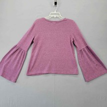It&#39;s Our Time Women Sweater Size M Purple Stretch Preppy Long Bell Sleev... - £9.90 GBP
