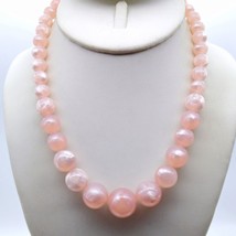 Ethereal Graduated Pink Choker, Moonglow Lucite Blush Vintage Necklace - £30.16 GBP