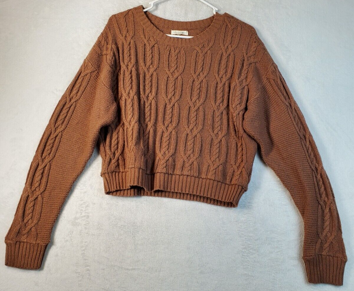 LA Hearts Sweater Womens Medium Brown Knit 100% Acrylic Round Neck Ragla... - $13.52