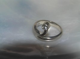 Estate Dainty 925 Marked Silver Wrap with Tiny Clear Rhinestone Slightly Adjust - £9.55 GBP