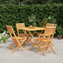 Garden Dining Set Natural Teak Solid Teak Wood Medium Foldable - €457,24 EUR